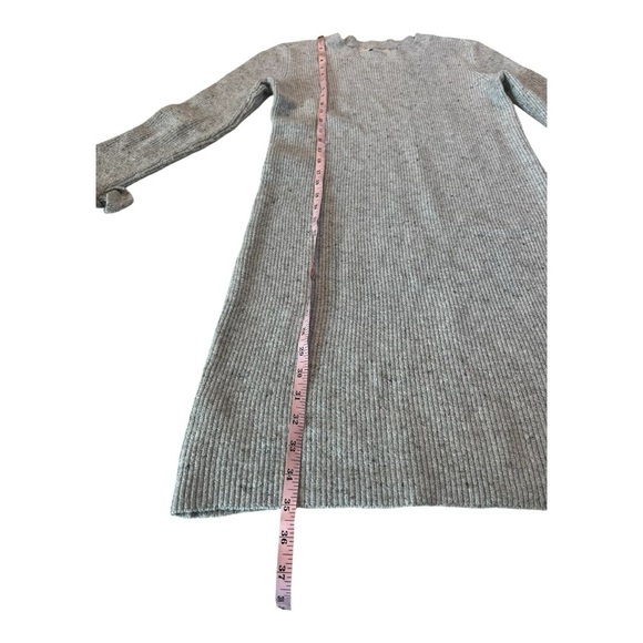 LOFT Speckled Lt Grey Crewneck Knee Length Sweater Dress with Tie Cuffs - Picture 2 of 14
